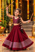Maroon Pure Roman Silk Heavy Gota Work Kid&