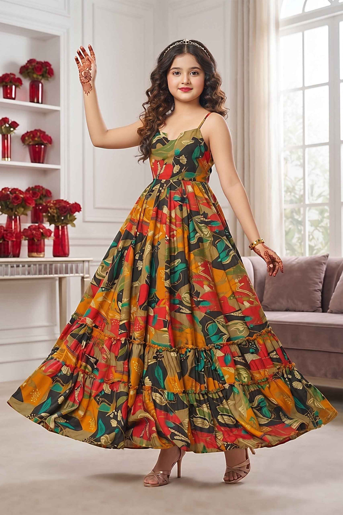 Multi Heavy Rayon Cotton Heavy Digital Printed Kid&