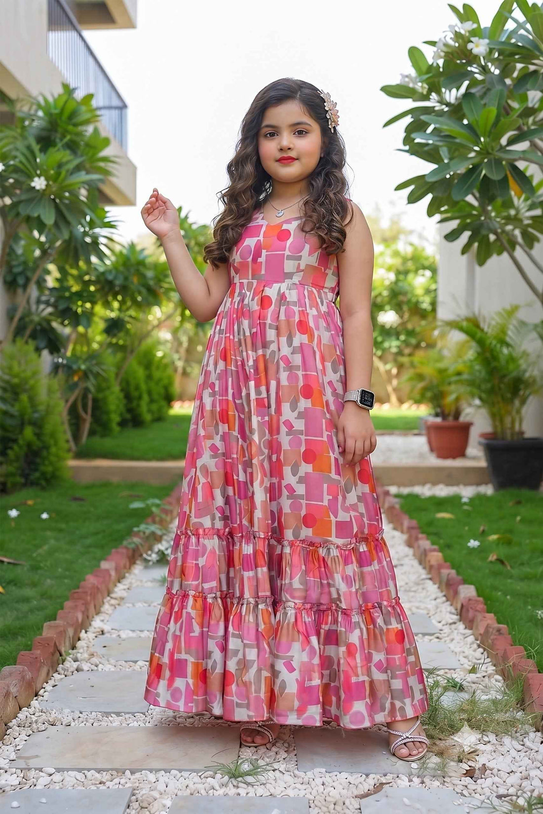 Pink Heavy Rayon Cotton Heavy Digital Printed Kid&