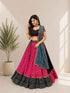 Pink Pure Cotton Silk Bandhani Printed with Gamthi Lace Work Navratri Lehenga Choli