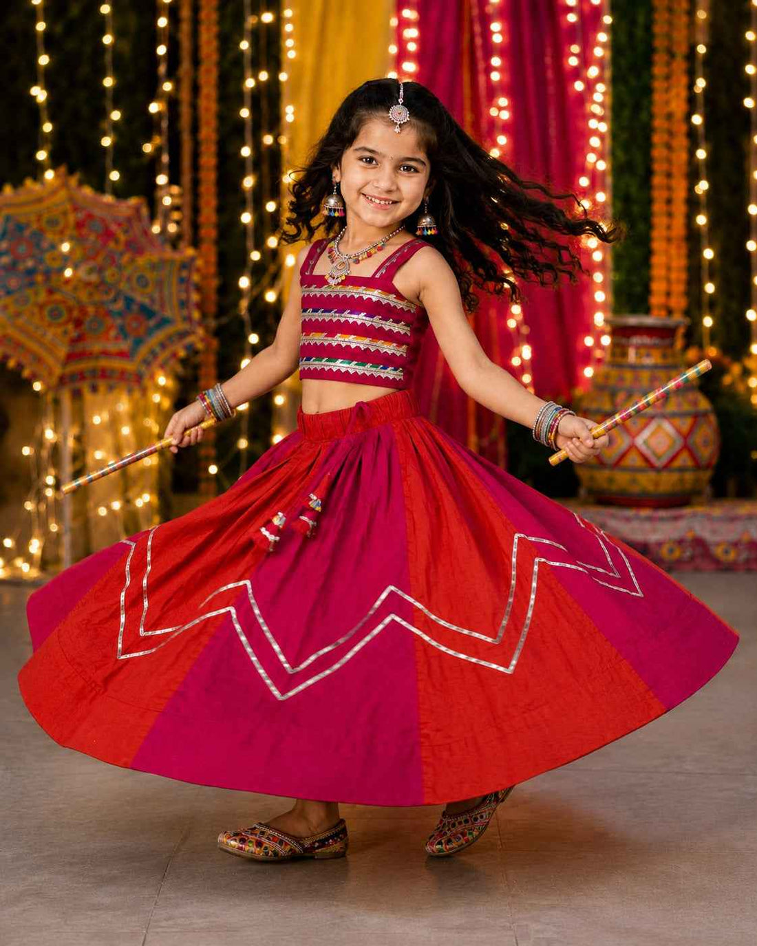Red Pure Roman Silk Heavy  Work Kid&