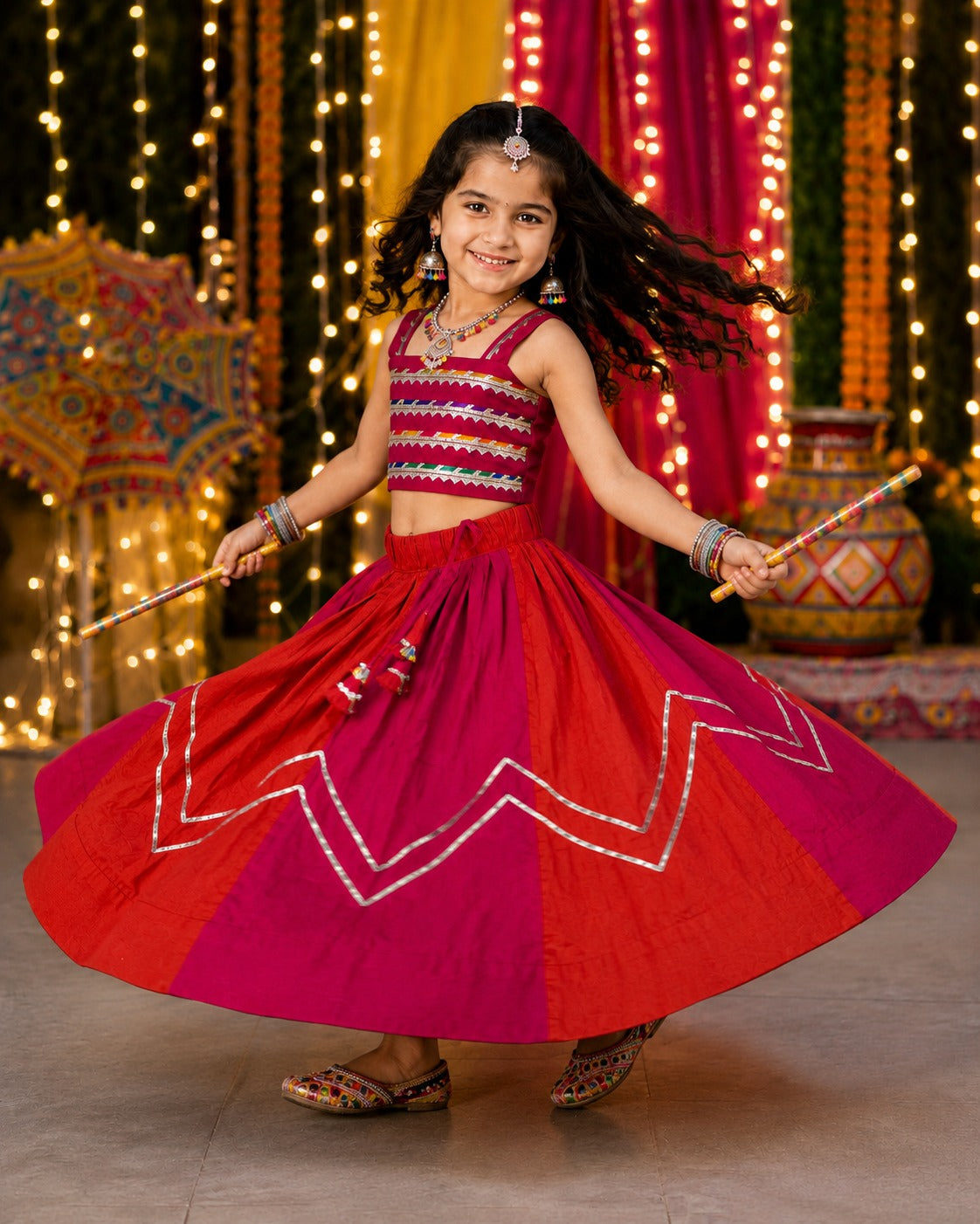 Red Pure Roman Silk Heavy  Work Kid&