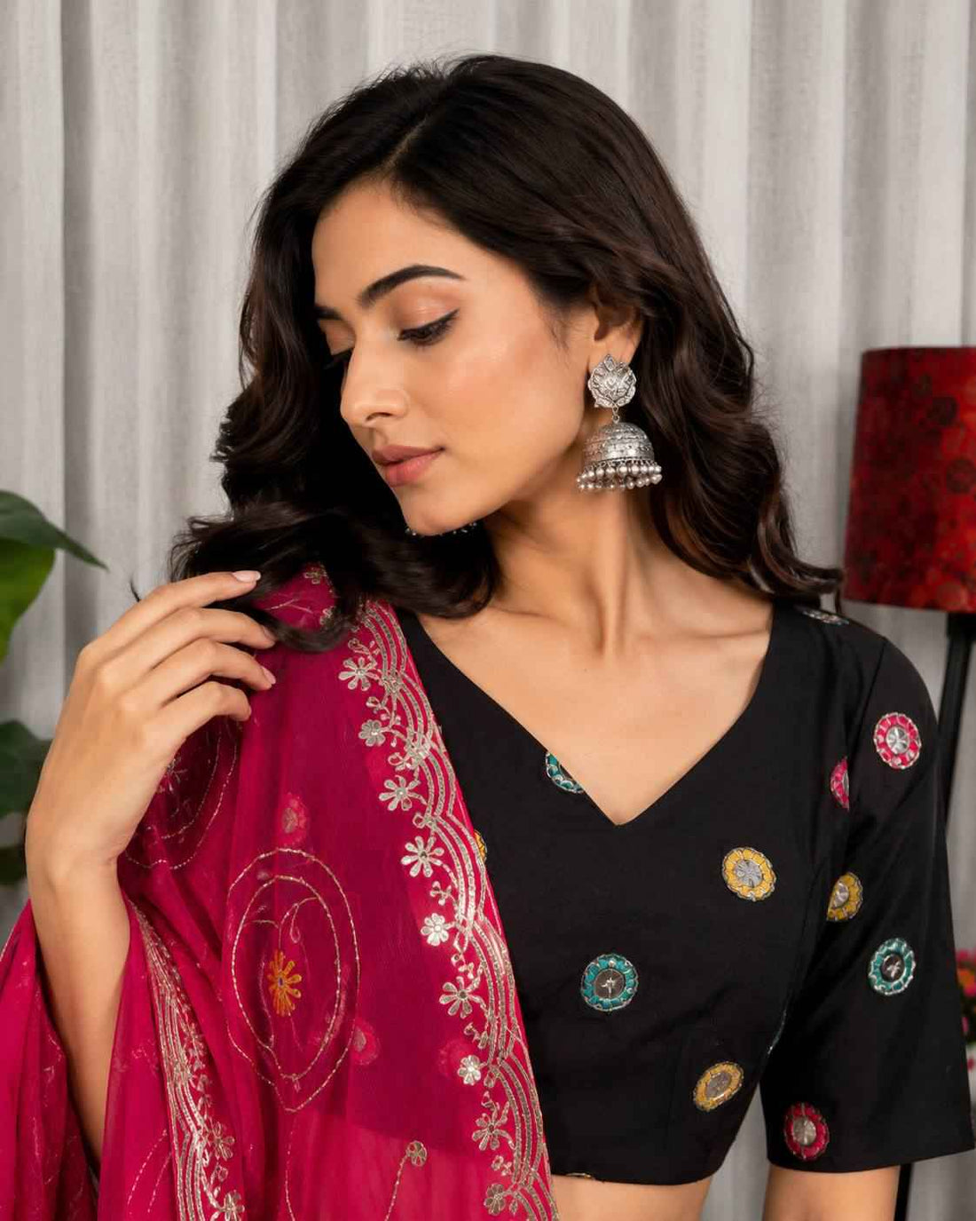 Black Pure Bluming Vichitra Silk Embroidery sequin Work Navratri Lehenga Choli