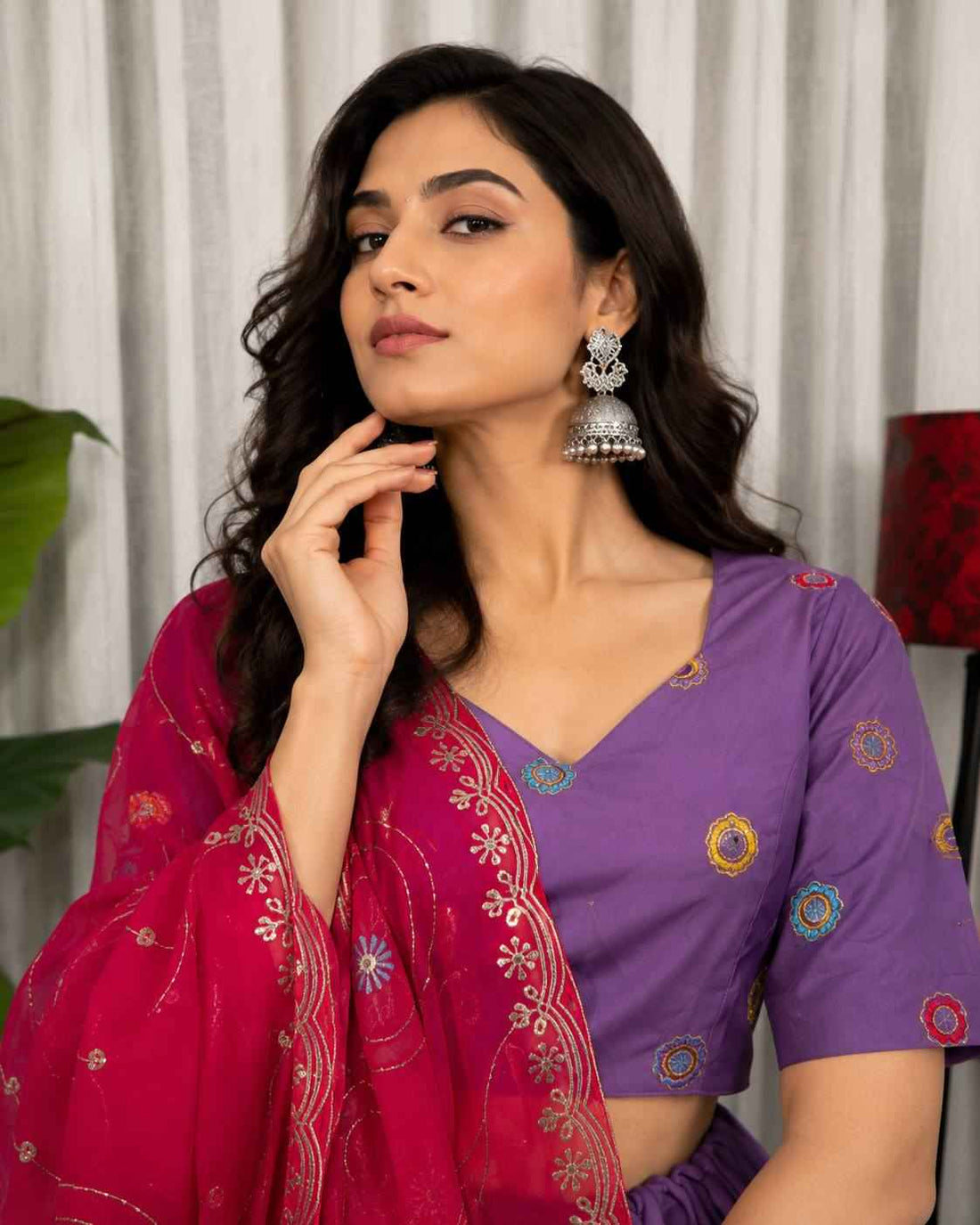 Purple Pure Bluming Vichitra Silk Embroidery sequin Work Navratri Lehenga Choli