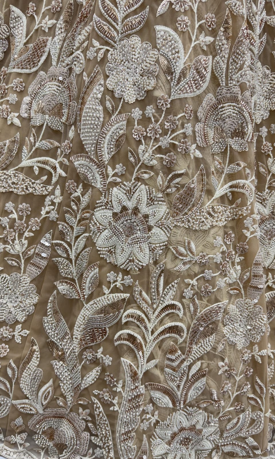 Golden Pure Heavy Net Flower Embroidery Pattern Handwork  Sequins Thread Work Bridal Lehenga Choli