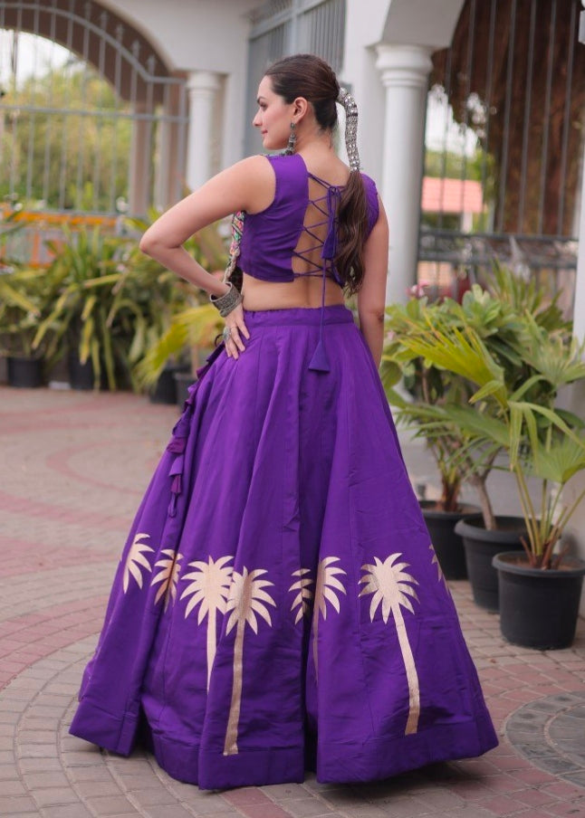 Purple Pure Roman With Attractive Coconut Gota Work Navratri Lehenga Choli