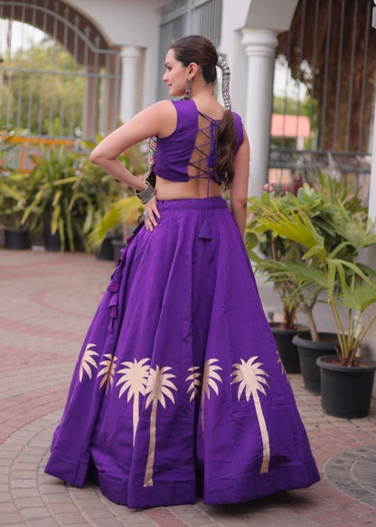 Purple Pure Roman With Attractive Coconut Gota Work Navratri Lehenga Choli