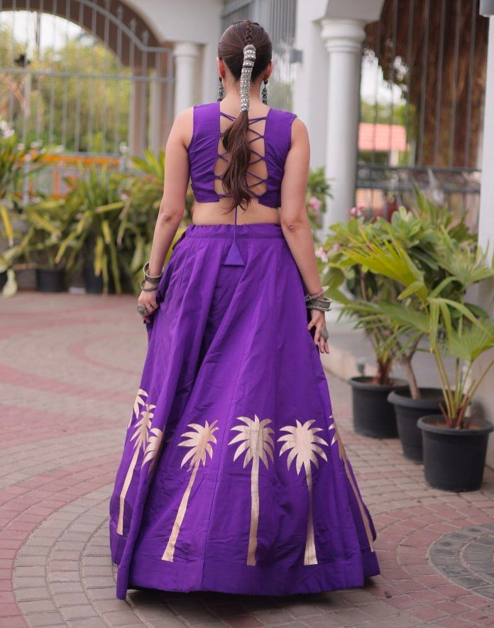 Purple Pure Roman With Attractive Coconut Gota Work Navratri Lehenga Choli