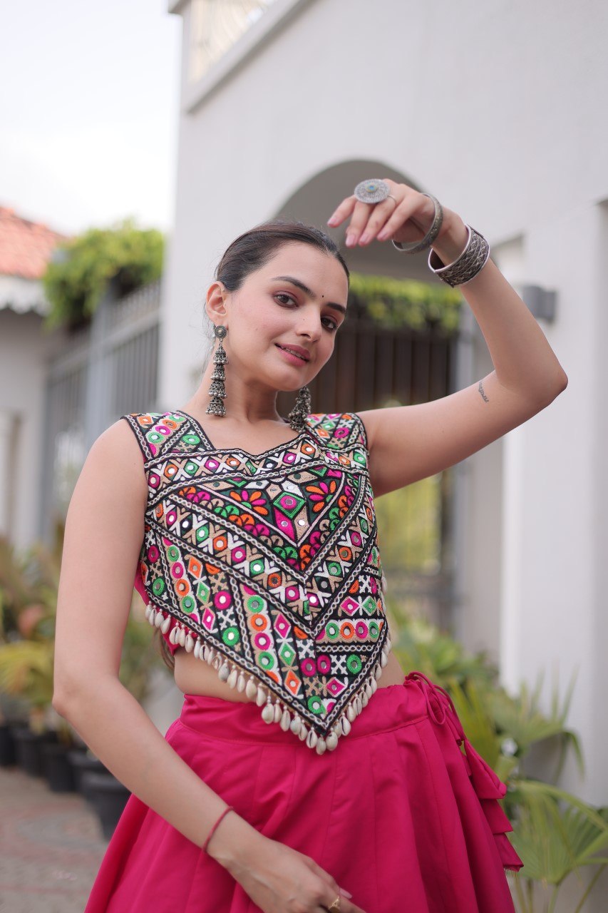 Pink Pure Roman With Attractive Coconut Gota Work Navratri Lehenga Choli