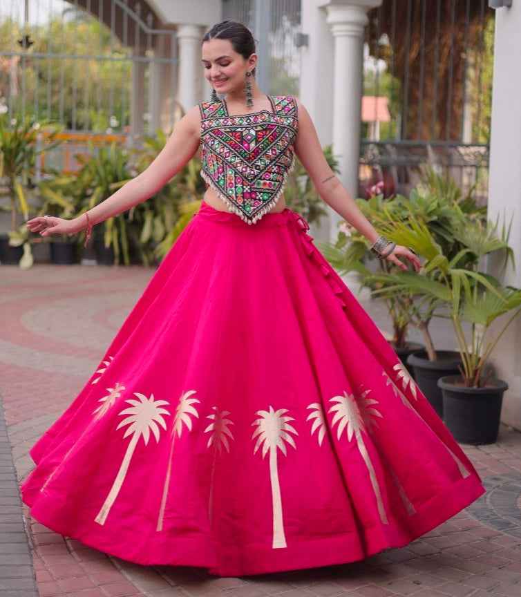 Pink Pure Roman With Attractive Coconut Gota Work Navratri Lehenga Choli