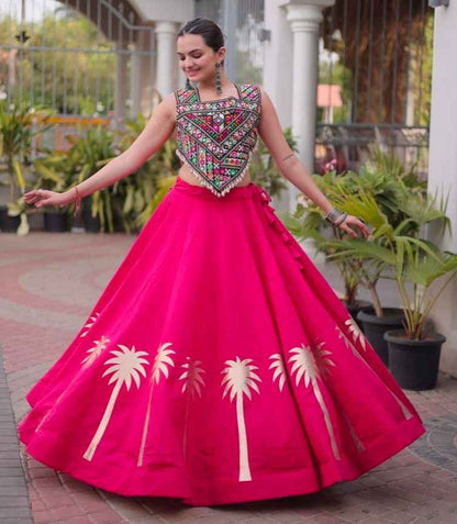 Pink Pure Roman With Attractive Coconut Gota Work Navratri Lehenga Choli