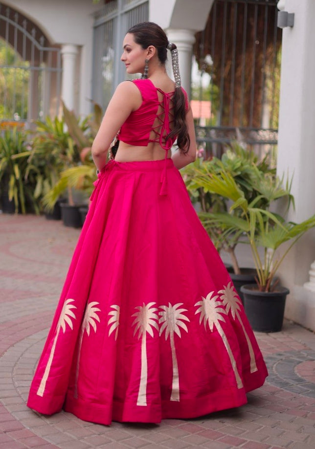 Pink Pure Roman With Attractive Coconut Gota Work Navratri Lehenga Choli