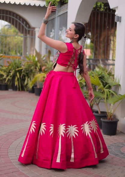 Pink Pure Roman With Attractive Coconut Gota Work Navratri Lehenga Choli