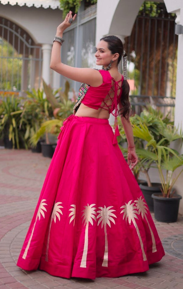 Pink Pure Roman With Attractive Coconut Gota Work Navratri Lehenga Choli