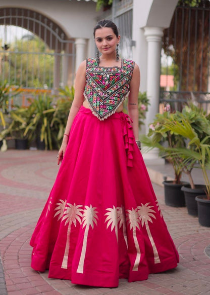 Pink Pure Roman With Attractive Coconut Gota Work Navratri Lehenga Choli