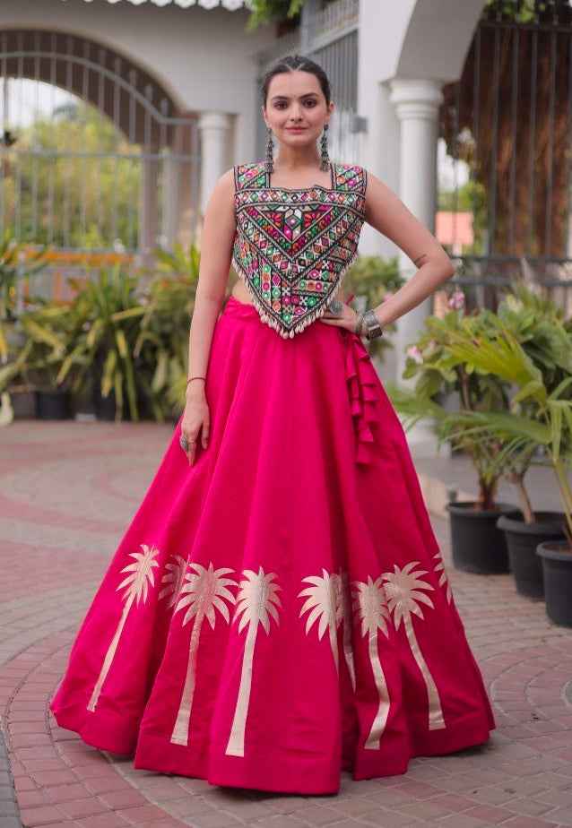 Pink Pure Roman With Attractive Coconut Gota Work Navratri Lehenga Choli