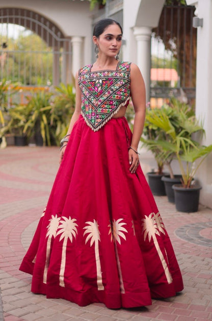 Red Pure Roman With Attractive Coconut Gota Work Navratri Lehenga Choli