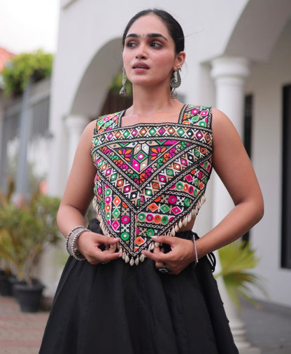 Black Pure Roman With Attractive Coconut Gota Work Navratri Lehenga Choli