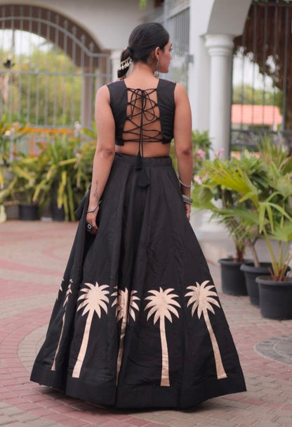 Black Pure Roman With Attractive Coconut Gota Work Navratri Lehenga Choli