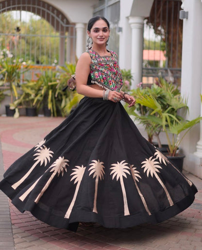 Black Pure Roman With Attractive Coconut Gota Work Navratri Lehenga Choli