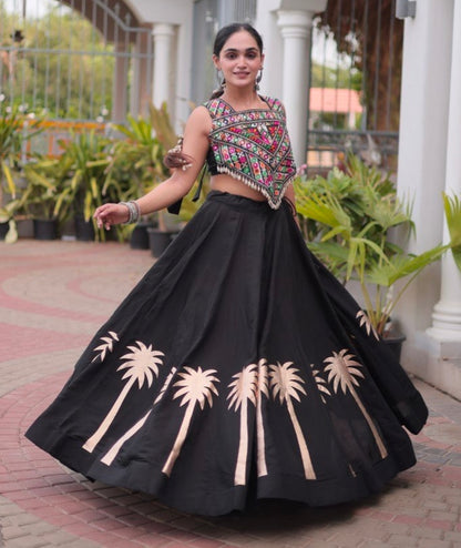 Black Pure Roman With Attractive Coconut Gota Work Navratri Lehenga Choli