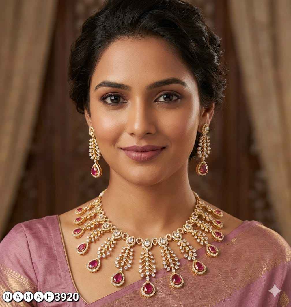 Rani American Diamond Necklace Set