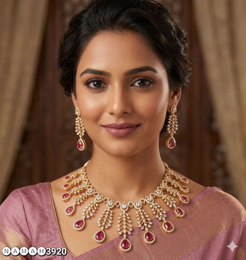 Rani American Diamond Necklace Set