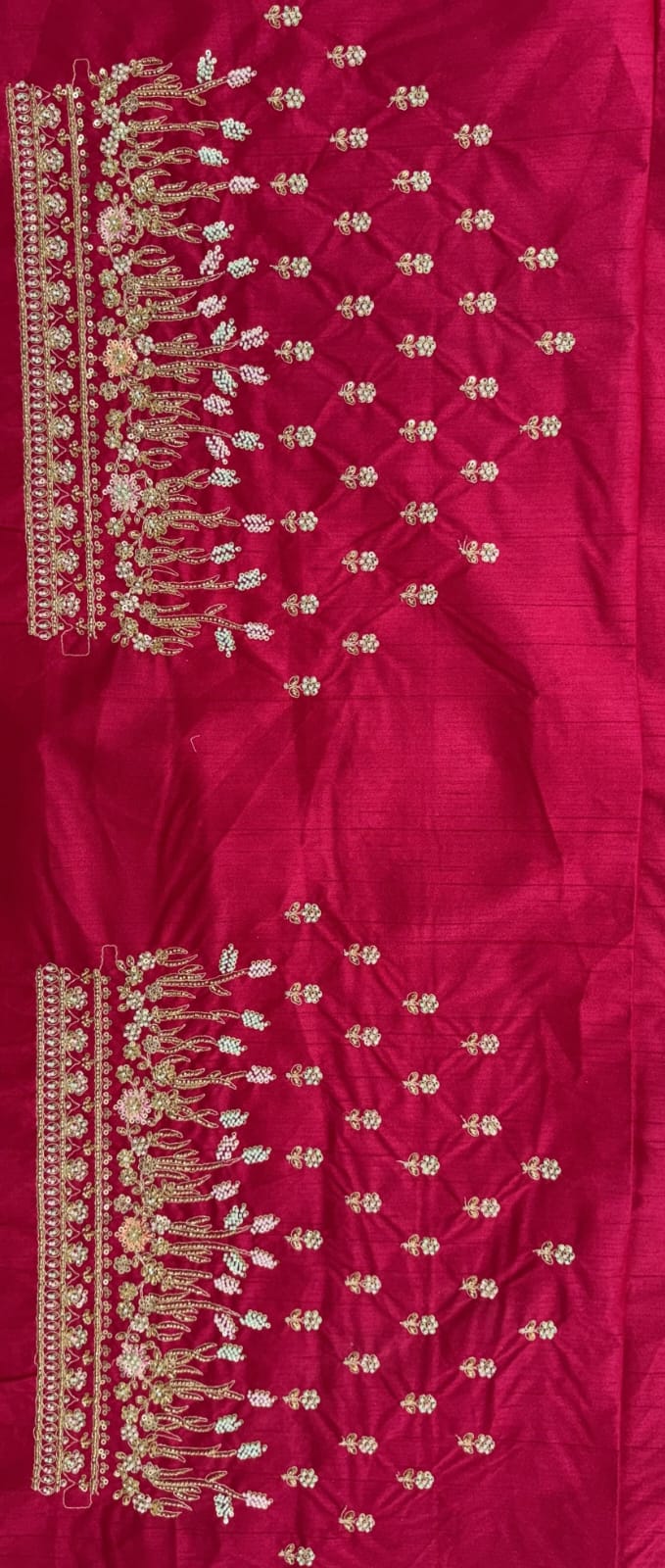 Rani Pure Slubb Silk Premium Heavy Beads &amp; Motif Dori Embroidery Zari Sequins Hand Work Bridal Lehenga Choli