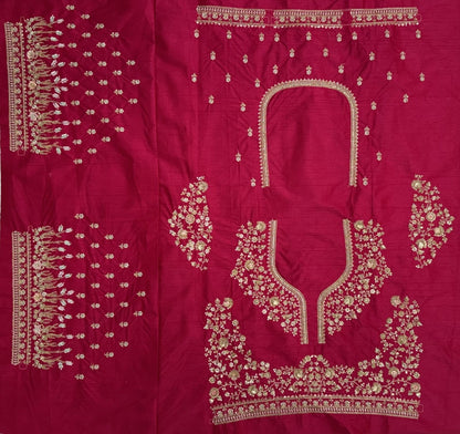 Rani Pure Slubb Silk Premium Heavy Beads &amp; Motif Dori Embroidery Zari Sequins Hand Work Bridal Lehenga Choli