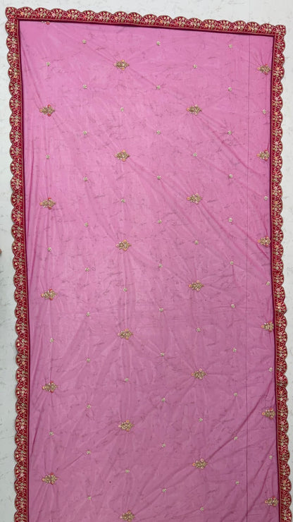 Rani Pure Slubb Silk Premium Heavy Beads &amp; Motif Dori Embroidery Zari Sequins Hand Work Bridal Lehenga Choli
