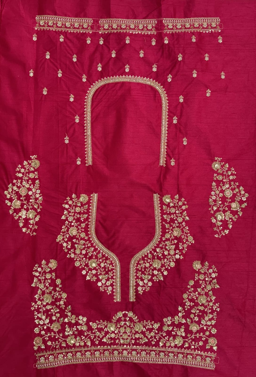 Rani Pure Slubb Silk Premium Heavy Beads &amp; Motif Dori Embroidery Zari Sequins Hand Work Bridal Lehenga Choli