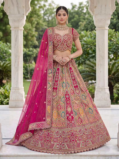 Rani Pure Soft Banarasi Gadhwal Silk Multi Thread Embroidery Sequins Work Bridal Lehenga Choli