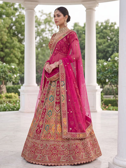 Rani Pure Soft Banarasi Gadhwal Silk Multi Thread Embroidery Sequins Work Bridal Lehenga Choli