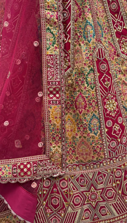 Rani Pure Soft Banarasi Gadhwal Silk Multi Thread Embroidery Sequins Work Bridal Lehenga Choli