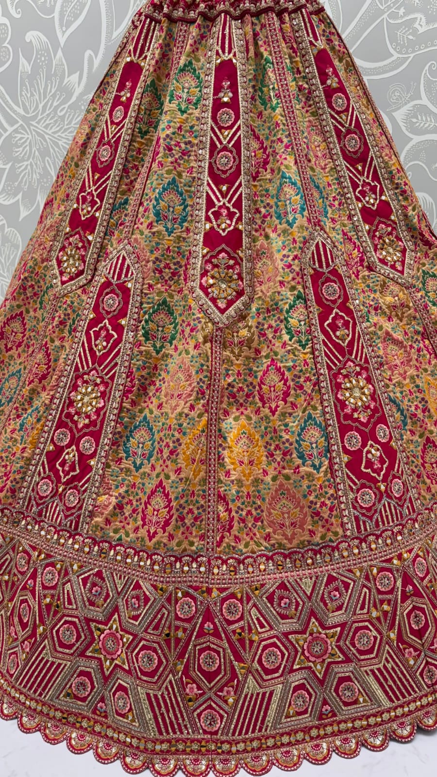 Rani Pure Soft Banarasi Gadhwal Silk Multi Thread Embroidery Sequins Work Bridal Lehenga Choli