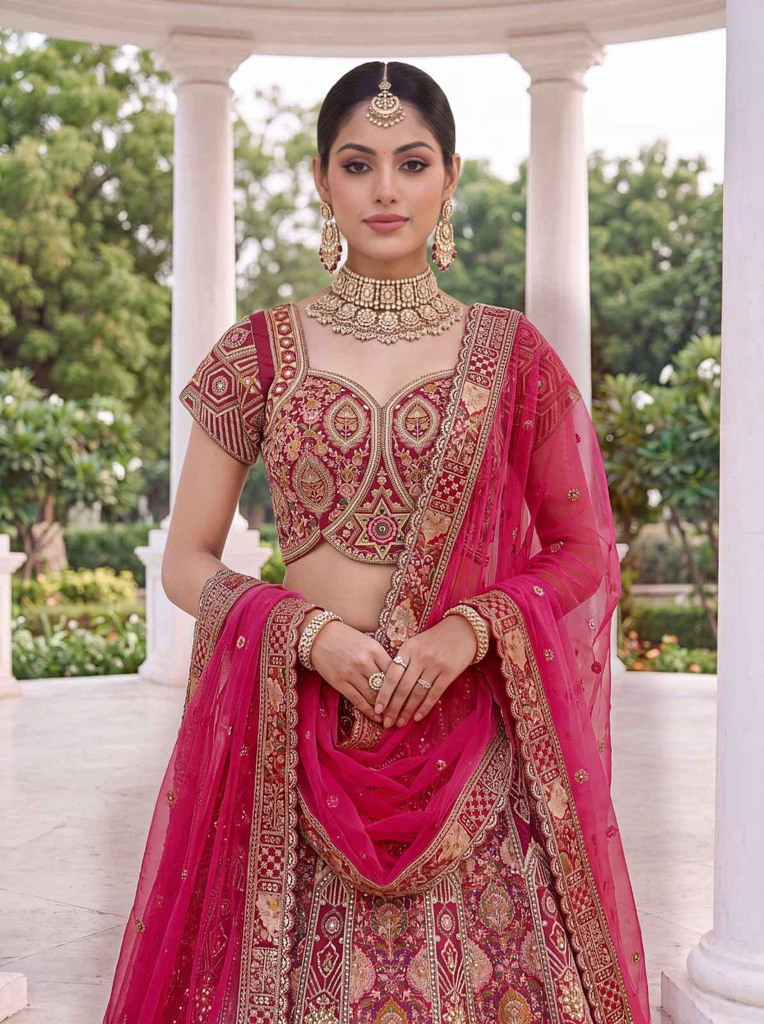Rani Pure Soft Banarasi Gadhwal Silk Multi Thread Embroidery Sequins Work Bridal Lehenga Choli