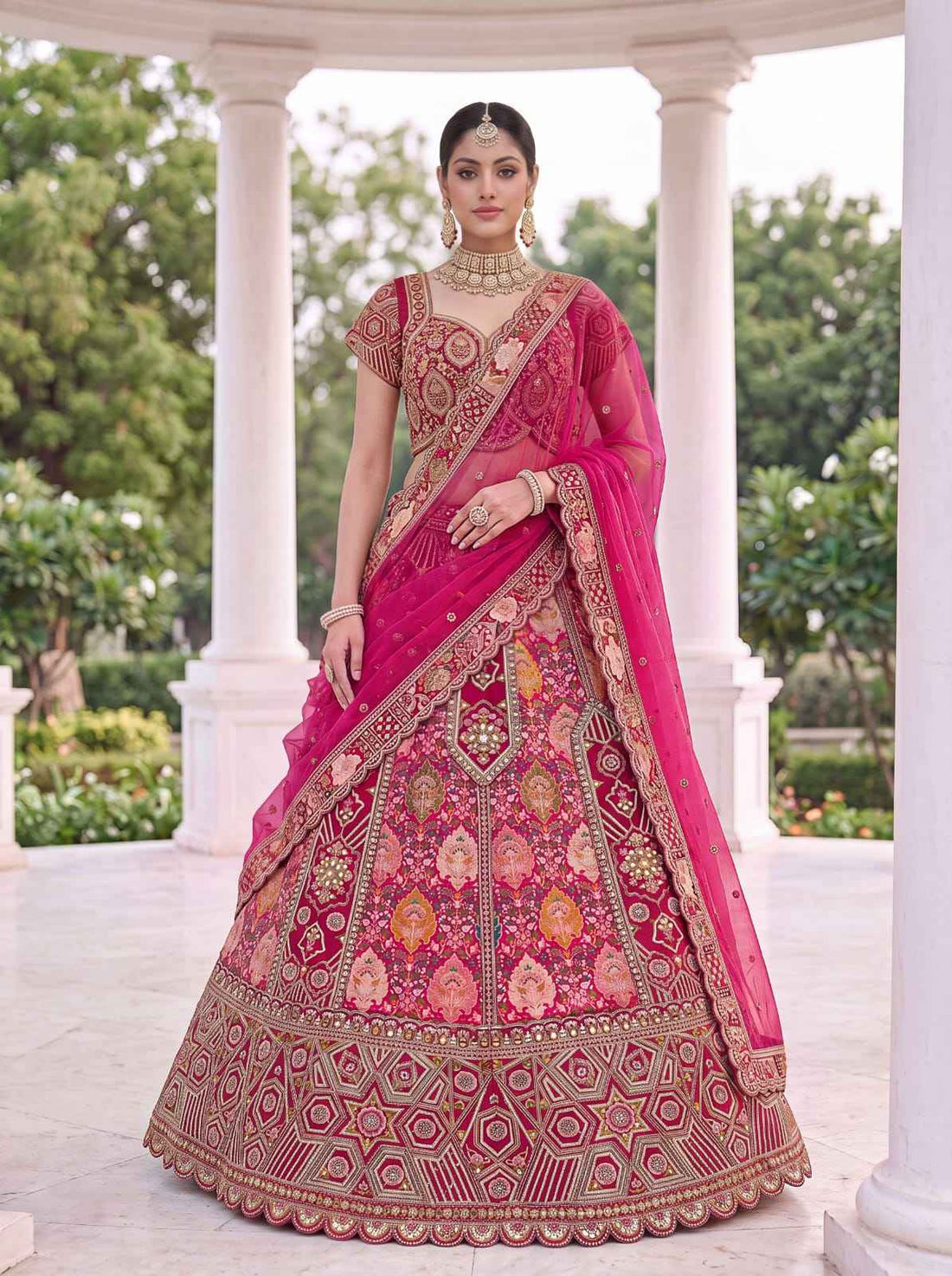 Rani Pure Soft Banarasi Gadhwal Silk Multi Thread Embroidery Sequins Work Bridal Lehenga Choli