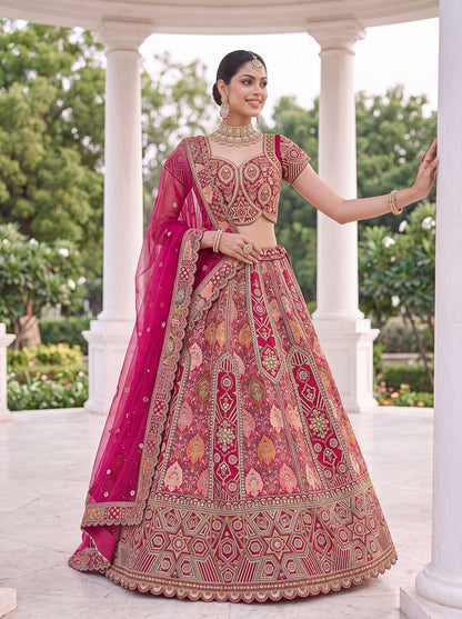Rani Pure Soft Banarasi Gadhwal Silk Multi Thread Embroidery Sequins Work Bridal Lehenga Choli