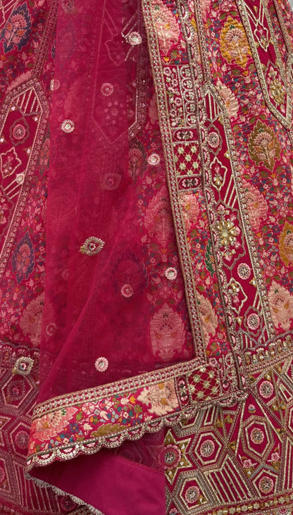 Rani Pure Soft Banarasi Gadhwal Silk Multi Thread Embroidery Sequins Work Bridal Lehenga Choli