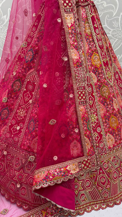 Rani Pure Soft Banarasi Gadhwal Silk Multi Thread Embroidery Sequins Work Bridal Lehenga Choli