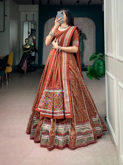 Orange Pure Tasar Silk with Iconic Sparkle Navratri Lehenga Choli