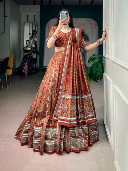 Orange Pure Tasar Silk with Iconic Sparkle Navratri Lehenga Choli
