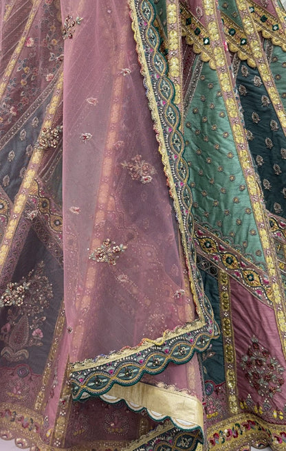 Firozi Pure Soft Banarasi Gadhwal Silk Multi Thread Embroidery Sequins Work Bridal Lehenga Choli