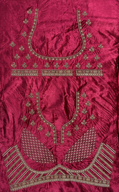 Maroon Pure Velvet Heavy Embroidery Patch Work &amp; Sequins Thread Work Bridal Lehenga Chol