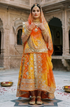 Orange Mustard Pure Georgette Lahariya Print 16 Kali Flair With Gotta Patti Rajasthani Rajputi Lehenga Choli