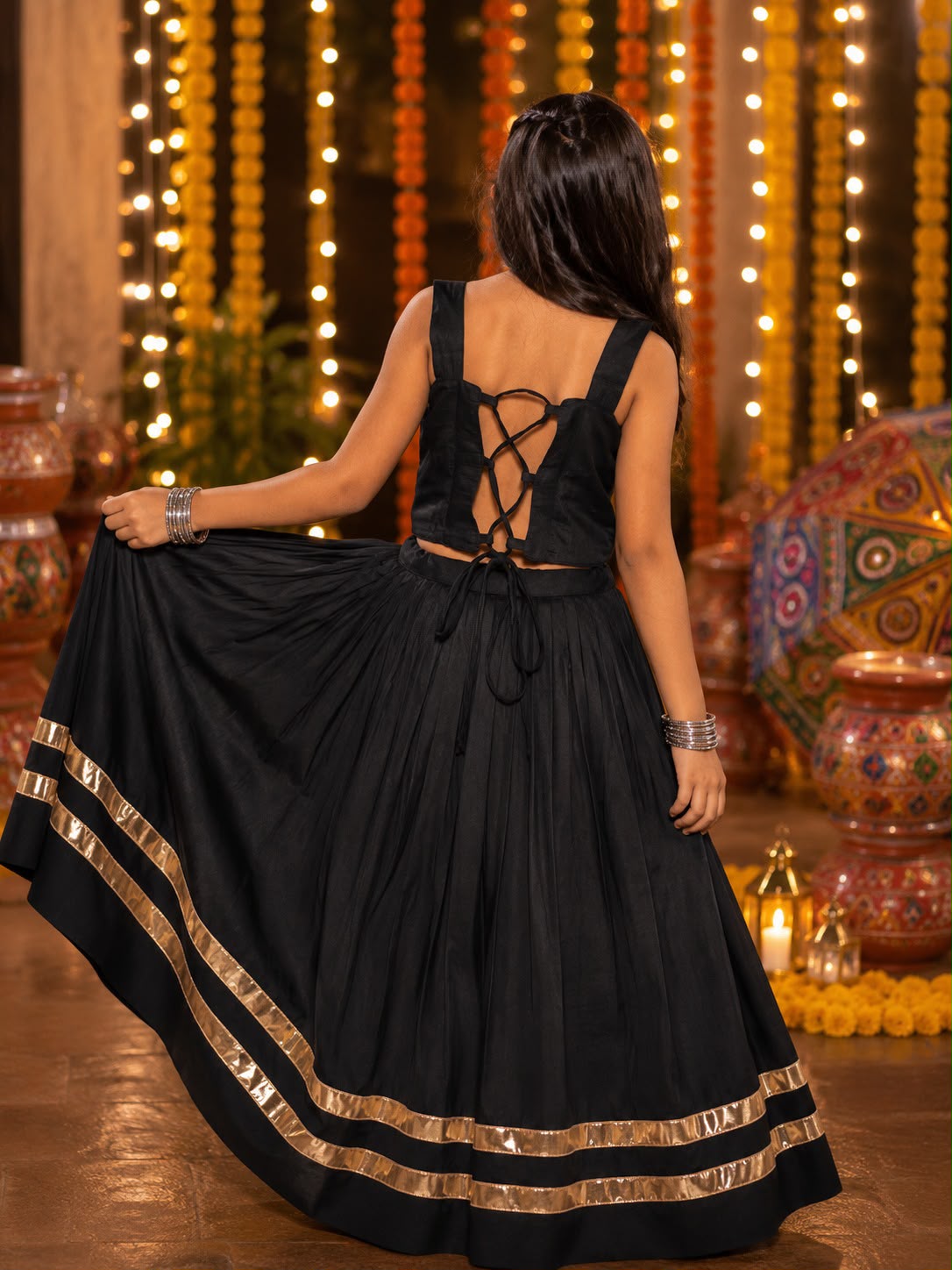 Black Pure Roman Silk Heavy  Work Kid&