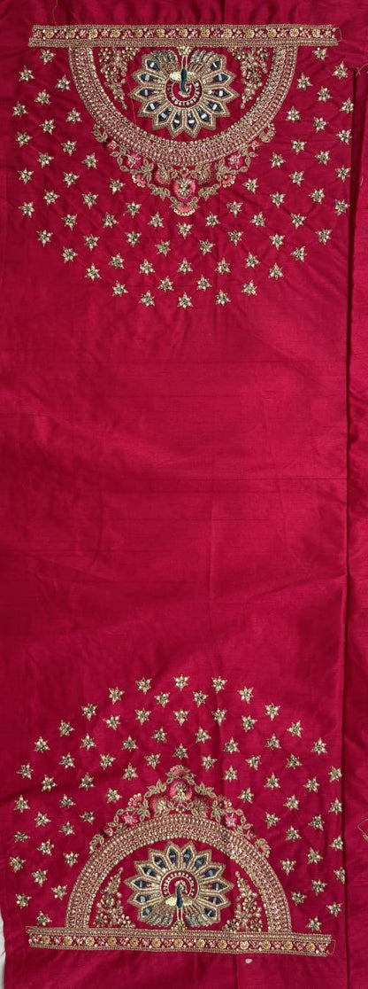 Pink Pure Soft Gadhwal Silk Heavy Embroidery Work Bridal Lehenga Choli