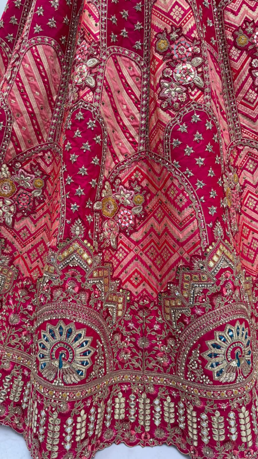 Pink Pure Soft Gadhwal Silk Heavy Embroidery Work Bridal Lehenga Choli