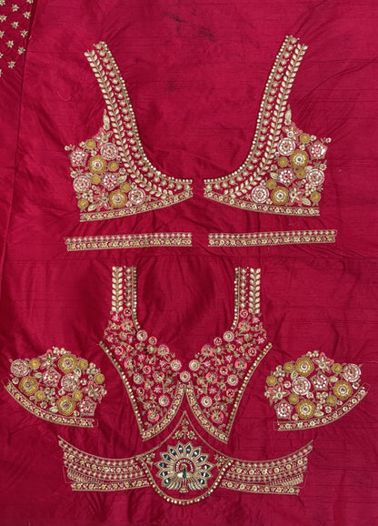 Pink Pure Soft Gadhwal Silk Heavy Embroidery Work Bridal Lehenga Choli