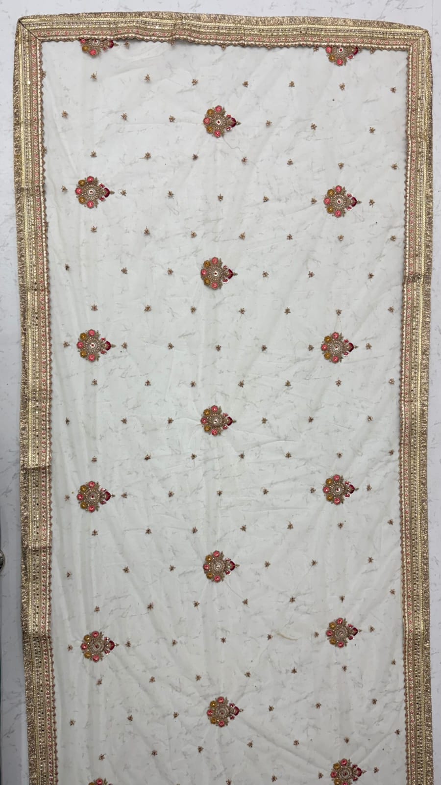 White Pure Soft Gadhwal Silk Heavy Embroidery Work Bridal Lehenga Choli